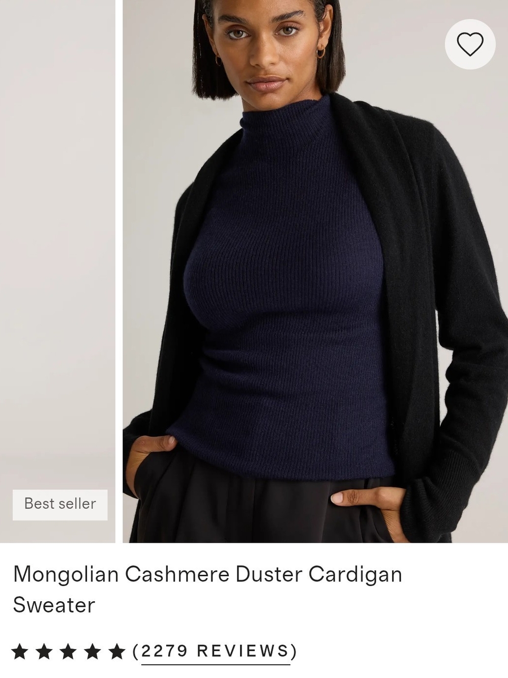 Quince Brand Mongolian Cashmere Duster Cardigan Sweater, Size L
